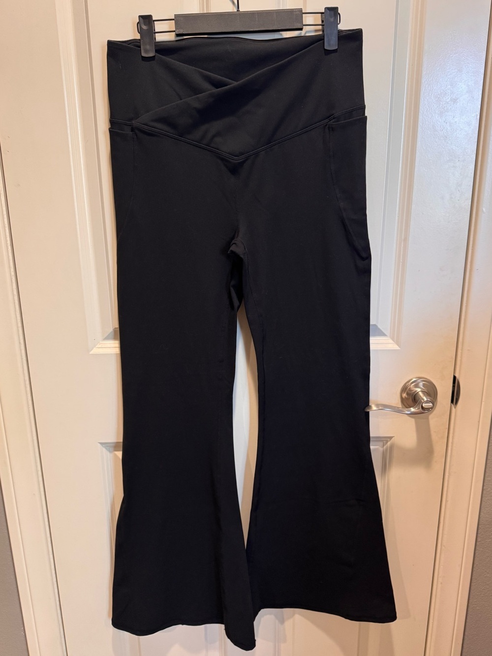Fabletics Black Flared Yoga Pants with V-Waistband